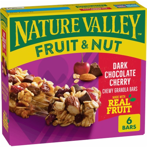 Nature Valley Fruit & Nut Dark Chocolate Cherry Chewy Trail Mix Granola Bars Perspective: front