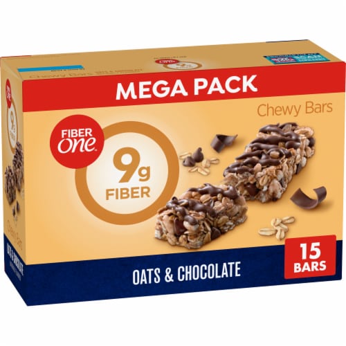 Fiber One Chewy Bars Oats & Chocolate Fiber Snacks Mega Pack Perspective: front