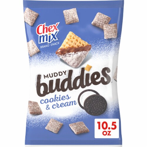 Chex Mix Cookies and Cream Muddy Buddies Individual Snack Bag Lunch Box Snack Perspective: front