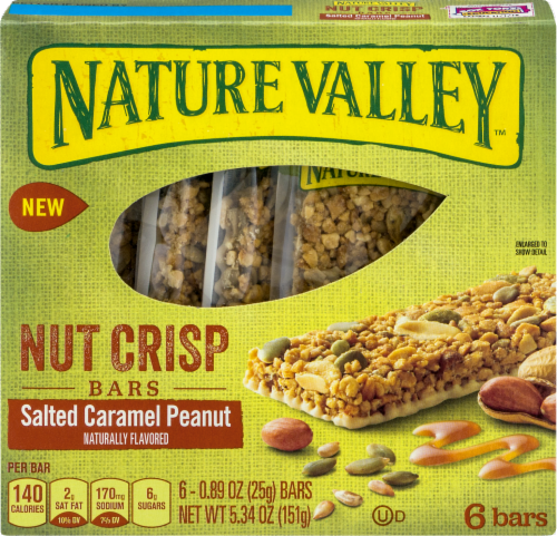 Nature Valley Nut Crisps Salted Caramel Peanut Granola Bars Perspective: front