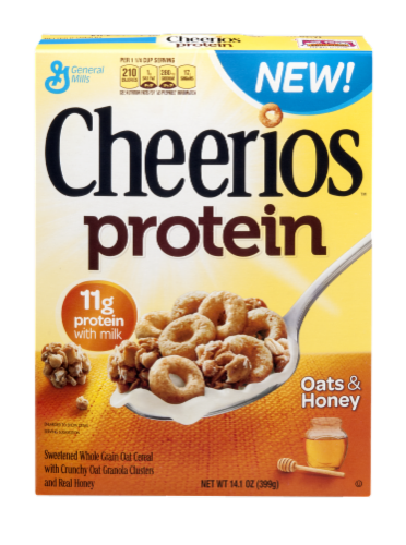 General Mills Cheerios Protein Oats & Honey Large Size Cereal Perspective: front