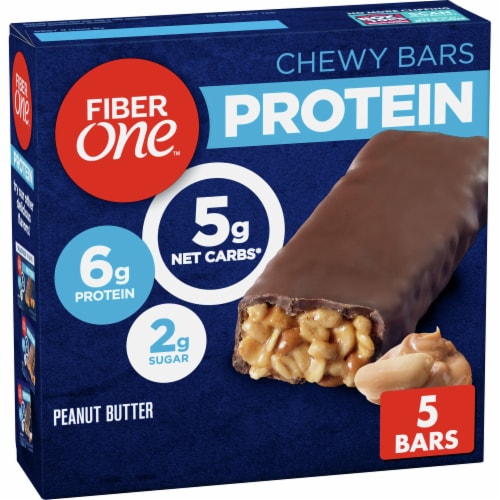 Fiber One Chewy Protein Bars Peanut Butter Protein Snacks, 5 ct / 1.17 ...