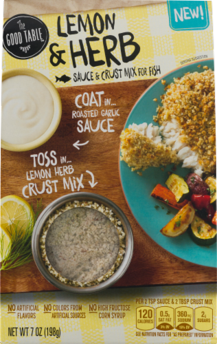 The Good Table Lemon & Herb Sauce & Crust Mix for Fish Perspective: front