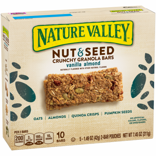 Nature Valley Nut & Seed Vanilla Almond Crunchy Granola Bars Perspective: front