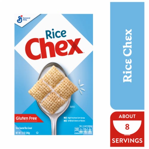 Rice Chex Made with Whole Grain Gluten Free Breakfast Cereal Perspective: front
