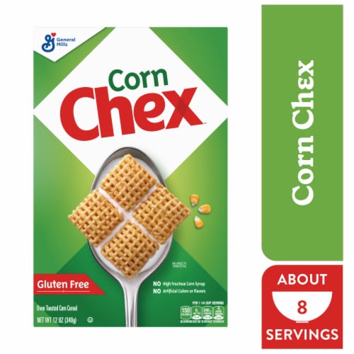 Corn Chex Made with Whole Grain Gluten Free Breakfast Cereal Perspective: front