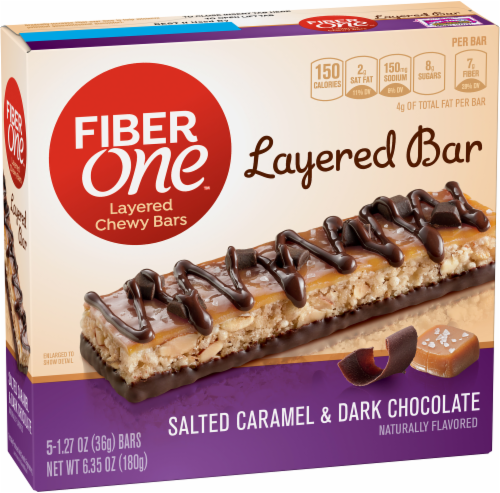 Fiber One™ Salted Caramel & Dark Chocolate Layered Chewy Bars Perspective: front