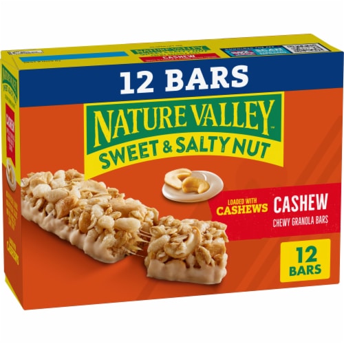 Nature Valley Whole Grain - Cashew Sweet and Salty Nut Chewy Granola Bars Lunch Box Snacks Perspective: front