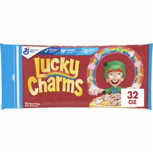 Lucky Charms Gluten Free Cereal with Marshmallows, Kids Breakfast Cereal,  Made with Whole Grain, Mega Size, 29.1 oz