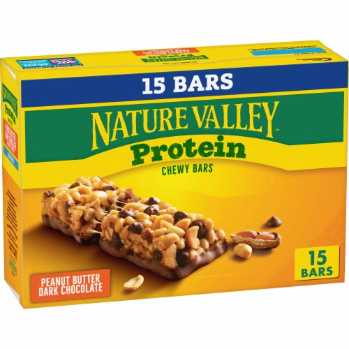 Nature Valley Chewy Protein Peanut Butter Dark Chocolate Granola Bars Perspective: front