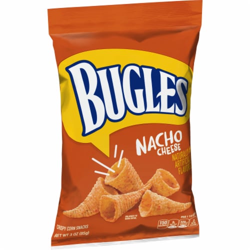 Bugles Crispy Corn Snacks Nacho Cheese Snack Bags Perspective: front