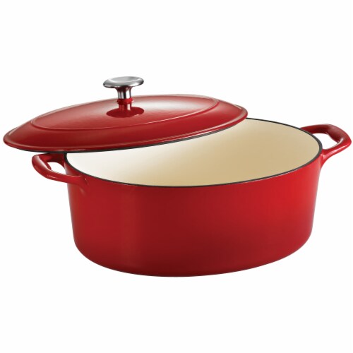 Tramontina Gourmet Covered Oval Cast Iron Dutch Oven - Gradated Red Perspective: front
