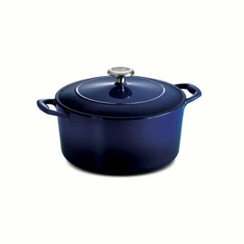 Tramontina Enameled Cast Iron Covered Round Dutch Oven, 5.5 qt, Blue