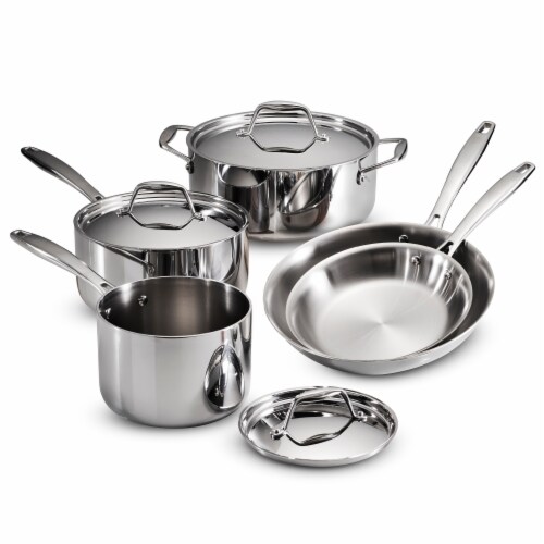 Tramontina Stainless Steel Tri-Ply Clad 8-Piece Cookware Set Perspective: front