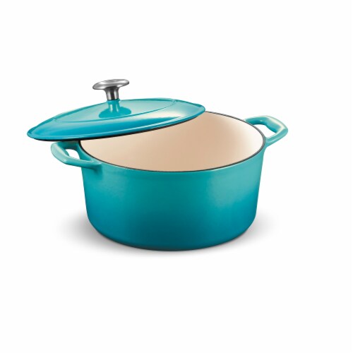 Tramontina Gourmet Covered Round Cast Iron Dutch Oven - Medium Blue Perspective: front