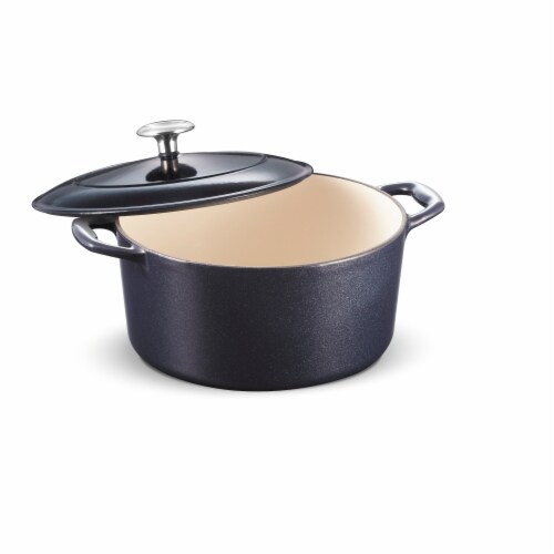 Tramontina Gourmet Covered Round Cast Iron Dutch Oven - Dark Blue Perspective: front