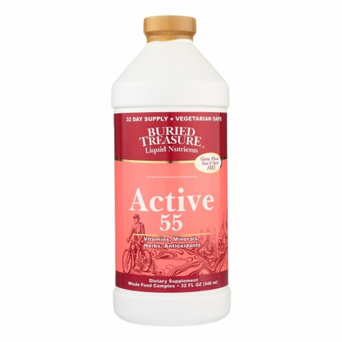Buried Treasure™ Active 55 Liquid Nutrients Dietary Supplement Perspective: front