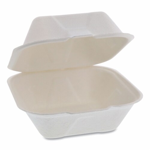 EarthChoice Bagasse Hinged Lid Container, Single Tab Lock, 6