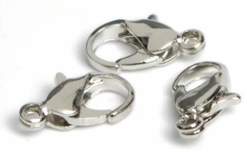 Jewelry Basics Metal Findings 24/Pkg-Silver Lobster Claws 7mm To 9mm Perspective: front
