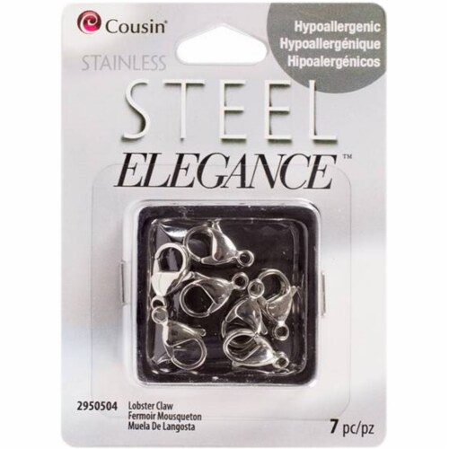 Stainless Steel Elegance Beads & Findings-Lobster Claw Clasps 7/Pkg Perspective: front