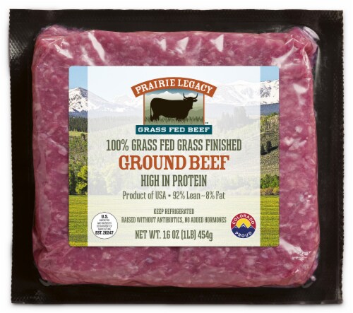 Prairie Legacy 92/8 Grass Fed Ground Beef Perspective: front