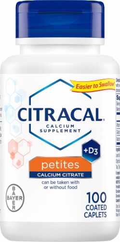 Citracal Petites Calcium Citrate Plus D3 Coated Caplets 100 Count Perspective: front