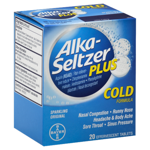Alka-Seltzer Plus Cold Formula Sparkling Original Effervescent Tablets Perspective: front