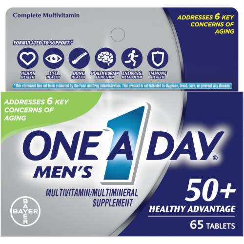 One A Day Men's 50+ Healthy Advantage Multivitamin Tablets Perspective: front