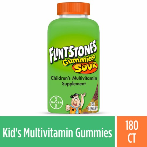 Flintstones Sour Gummies Kids Vitamins with  Vitamins A B6 B12 C D & more Perspective: front