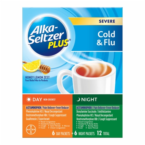 Alka-Seltzer Plus® Honey Lemon Zest Severe Cold & Flu Day & Night ...