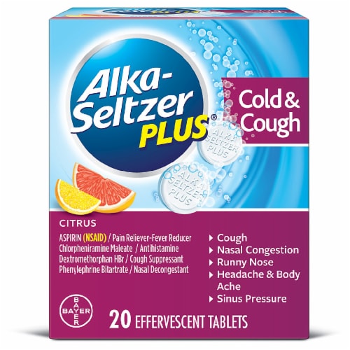 Alka-Seltzer Plus Citrus Cold & Cough Formula Tablets Perspective: front