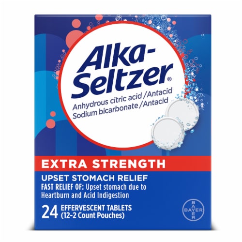 Alka-Seltzer® Extra Strength Antacid Effervescent Tablets Perspective: front