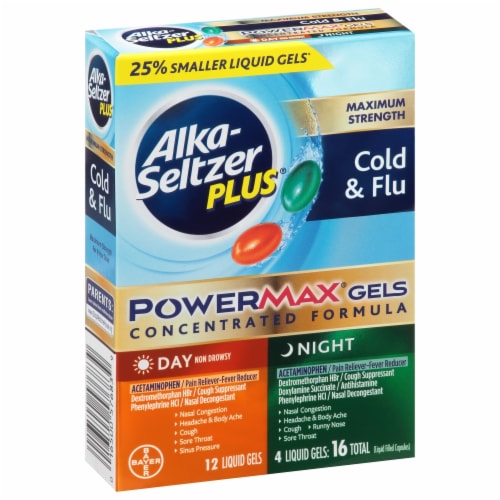 Alka-Seltzer Plus® Day & Night Cold & Flu Maximum Strength Power Max™ Gels Perspective: front