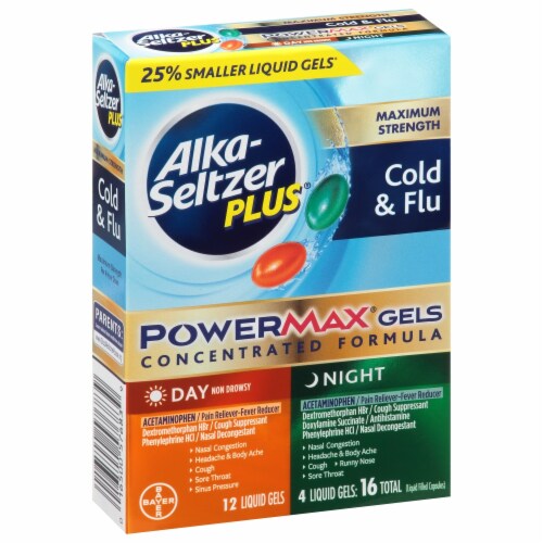 Alka-Seltzer Plus® Day & Night Cold & Flu Maximum Strength Power Max™ Gels Perspective: front