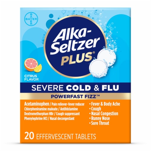 Alka-Seltzer Plus® Citrus Severe Cold & Flu PowerFast Fizz™ Effervescent Tablets Perspective: front