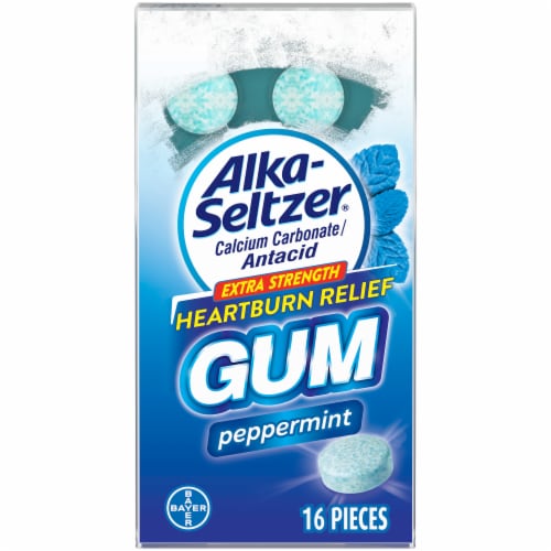 Alka-Seltzer Peppermint Extra Strength Heartburn Relief Gum Perspective: front