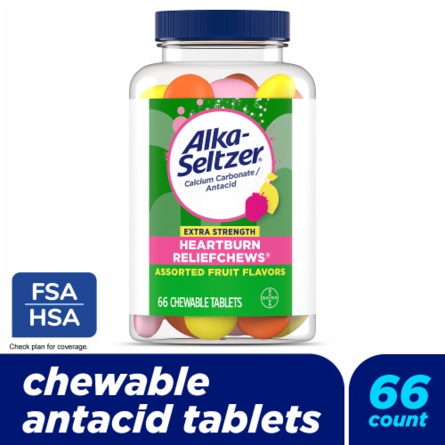 Alka-Seltzer® Extra Strength Heartburn Relief Chews® Assorted Fruit Chewable Antacid Tablets Perspective: front