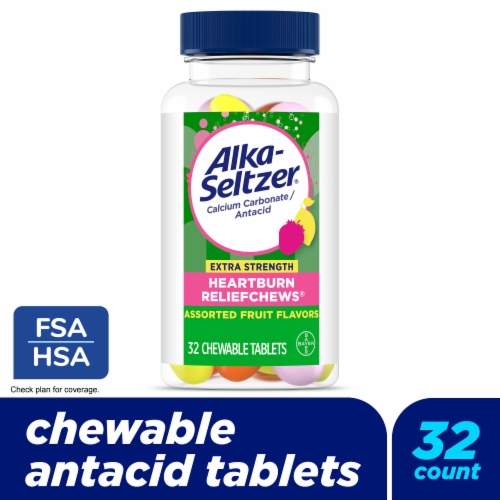 Alka-Seltzer® Assorted Fruit Flavored Extra Strength Heartburn Relief Chewable Tablets Perspective: front