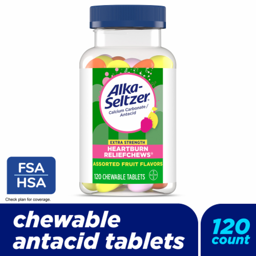 Alka-Seltzer® Extra Strength Heartburn ReliefChews® Assorted Fruit Chewable Antacid Tablets Perspective: front