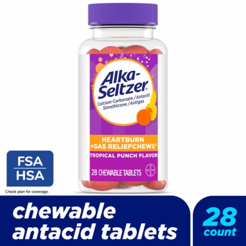 Alka-Seltzer Heartburn + Gas Relief Chews Tropical Punch - 28 ct Perspective: front