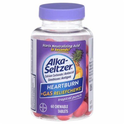 Alka-Seltzer® Heartburn and Gas Relief Tropical Punch Flavored Chewable Tablets Perspective: front
