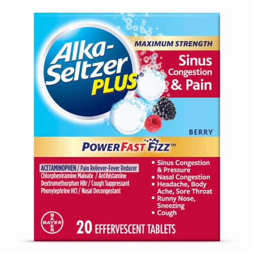 Alka-Seltzer Plus® Berry Maximum Strength Sinus Congestion & Pain Tablets Perspective: front