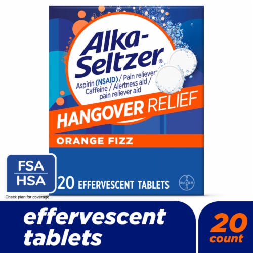 Alka-Seltzer® Hangover Relief Orange Fizz Effervescent Tablets Perspective: front