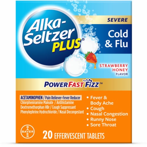 Alka-Seltzer Plus® Strawberry Honey Cold and Flu Medicine Perspective: front