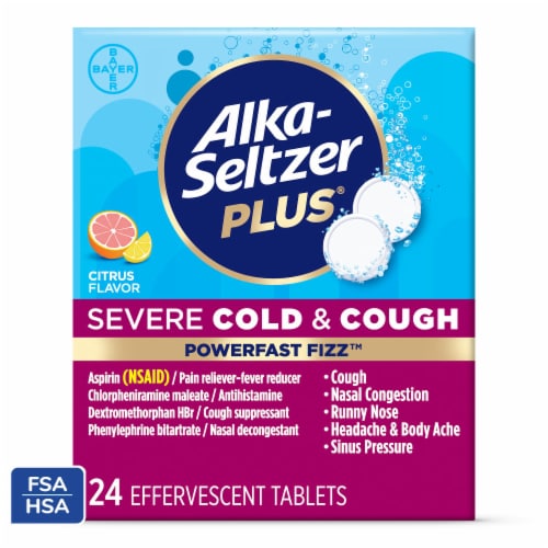 Alka-Seltzer Plus® Severe Cold & Cough PowerFast Fizz™ Citrus Effervescent Tablets Perspective: front