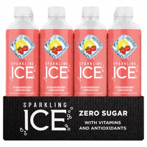 Sparkling Ice® Strawberry Lemonade Flavored Sparkling Bottled Water Perspective: front