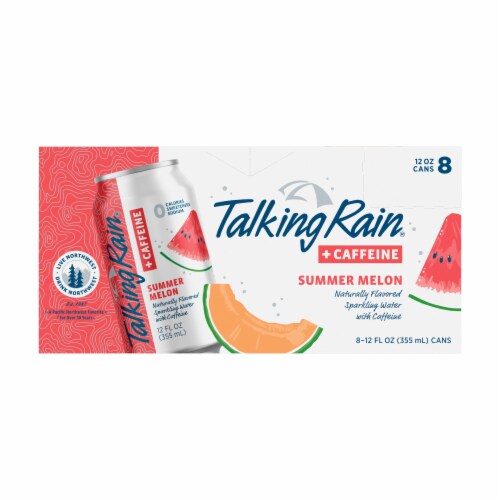 Talking Rain +Caffeine Summer Melon Naturally Flavored Sparkling Water Perspective: front