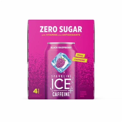 Sparkling Ice® Caffeinated Black Raspberry Flavored Sparkling Water Cans Perspective: front