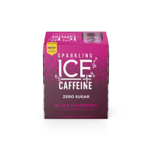 Sparkling Ice® Caffeinated Black Raspberry Flavored Sparkling Water Cans Perspective: front