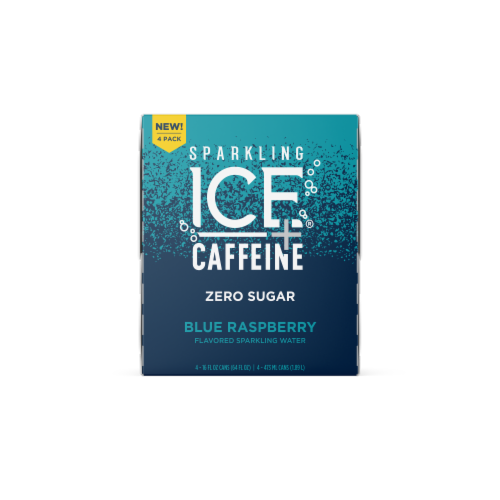 Sparkling Ice® + Caffeine Blue Raspberry Flavored Sparkling Water Perspective: front